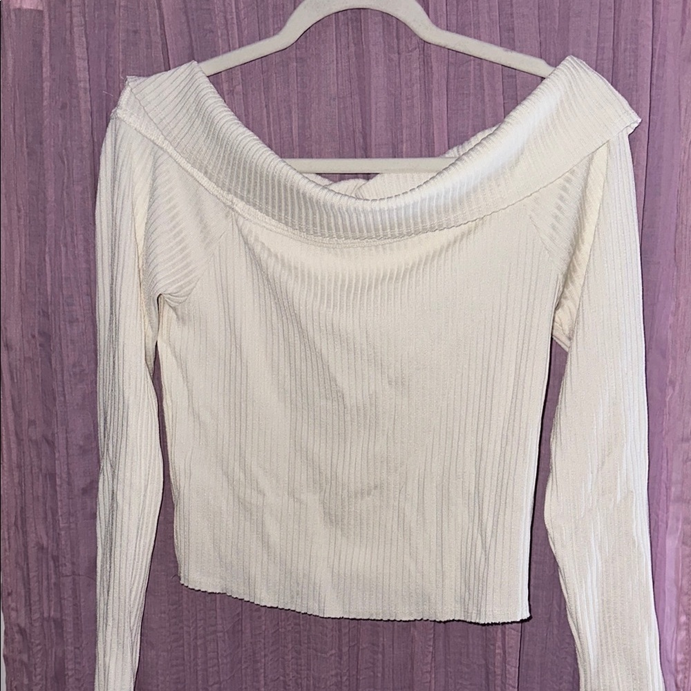 Off-Shoulder Ribbed Knit Top